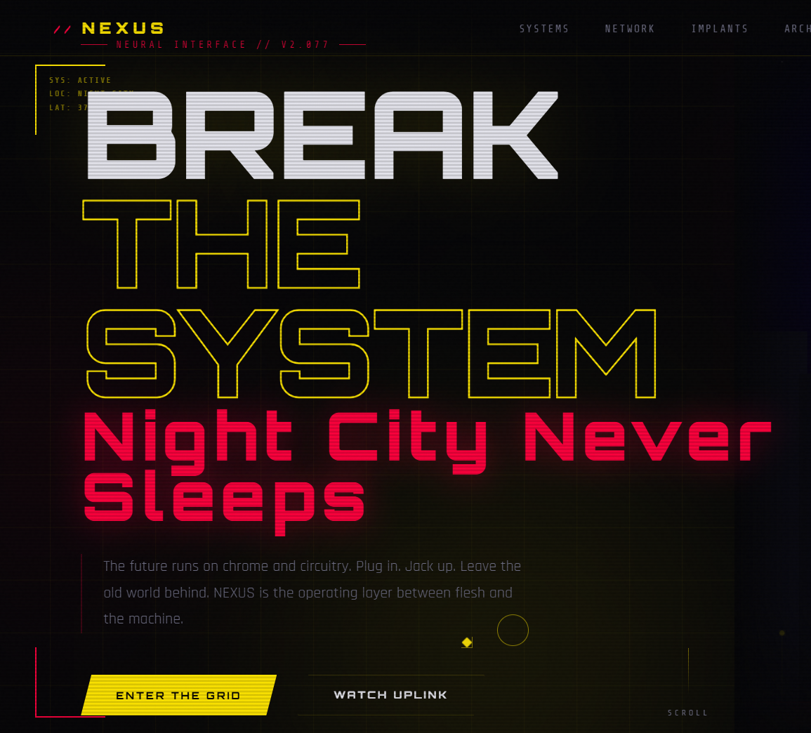 Cyberpunk 2077 Landing Page