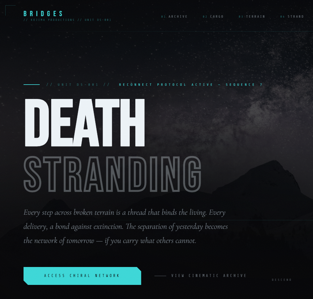 Death Stranding Landing Page