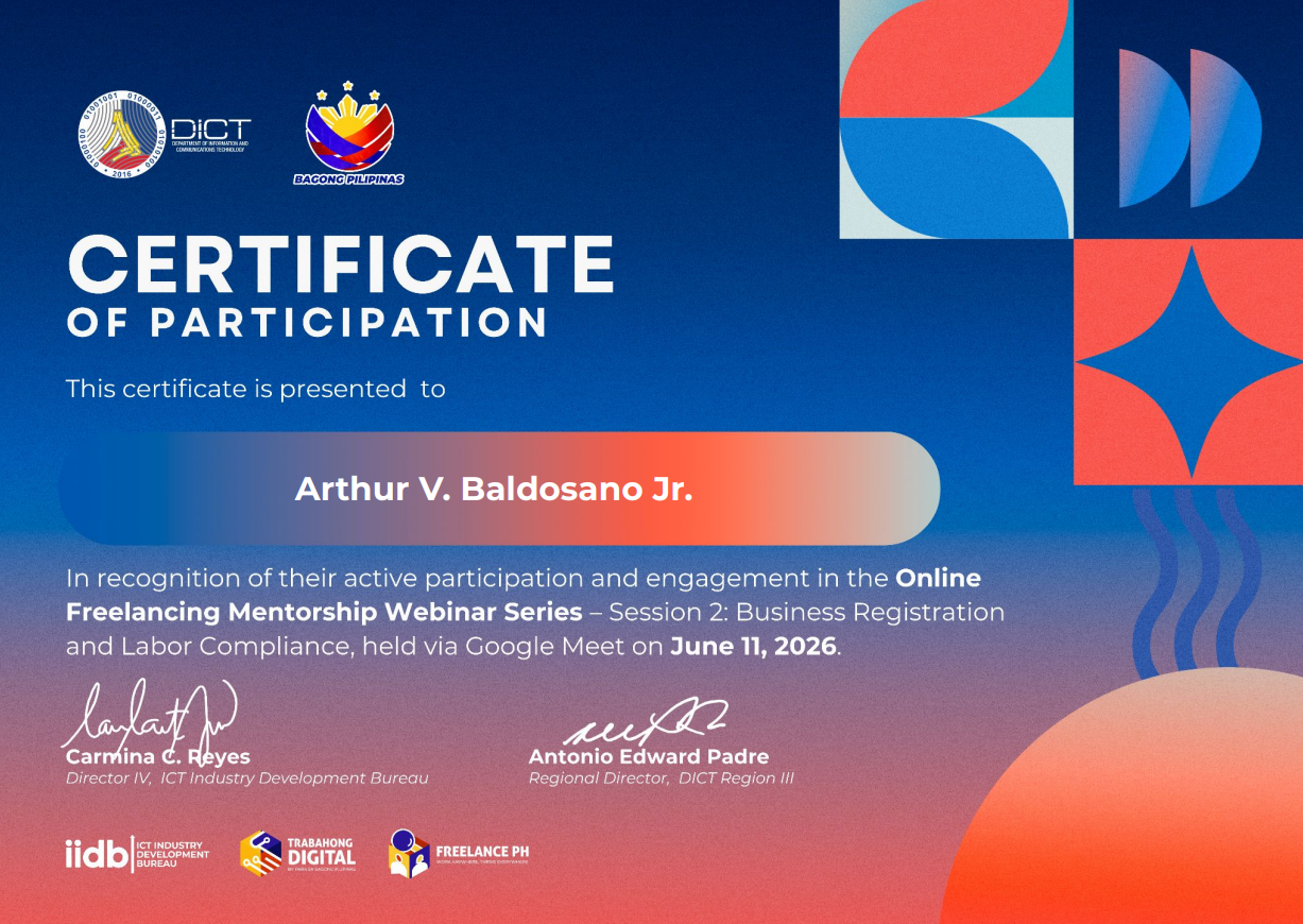 DICT Online Freelancing Mentorship Certificate
